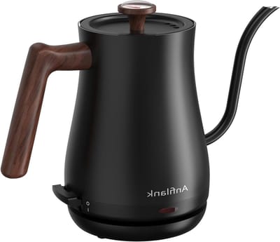 Elektrische waterkoker - Theepot met thermometer - Precisie zetten - Zwanenhals tuit - 08 liter - Mat zwart