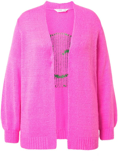 Angel of Style - Dames - Vest straight fit neon smiley op de rug - Neon bes - Maat 46+