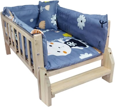 Houten Hondenbed - Verhoogd Hondenhok - Comfortabel Slapen - Ventilatie en Ademend - XL-115x60x39cm - Natuurlijk