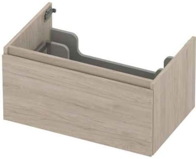 INK - Onderkast 1 Lade Greeploos met Houten Keerlijst - 700x450x350 Mm - Ivoor Eiken