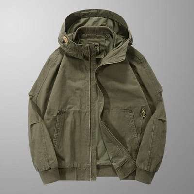 Katoenen Jas met Capuchon Heren Lente en Herfst Outdoor Casual Amerikaanse Tooling Losse Bergjas M legergroene kleur