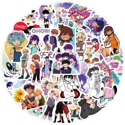 60 Stuks Anime Omori Cartoon Stickers Bagage Waterbeker Schrijfwaren Mobiele Telefoon Laptop Koelkast Decoratie Diy Stickers blue