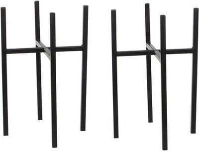 Mica Decorations Plantenstandaard - 2x stuks - zwart - H35 x B21 cm - metaal - planten verhoger - plantenpot/bloempot - Plantenhouder - potverhoger