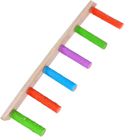 Parkietenladder Hout - Vogelspeelgoed Ladder - Volière Inrichting - Veelzijdig Klim & Schommel - Niet Gespecificeerd - Regenboog Kleuren