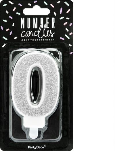 PartyDeco Verjaardag Kaars Nummer 0 - Zilver