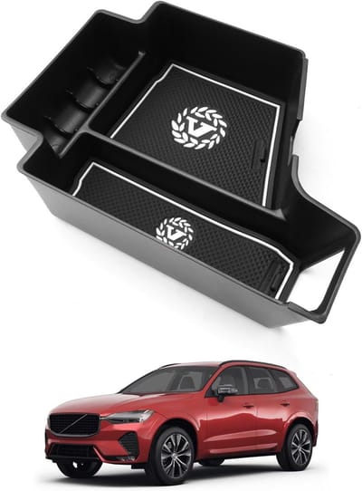 Ruimtebesparend Opbergvak voor Center Console, Geschikt voor XC60, XC90, V60, S60, V90, S90, 2017-2025, Armsteun Plank met Antislip Onderlaag, Ideale Oplossing voor Organisatie en Opbergruimte