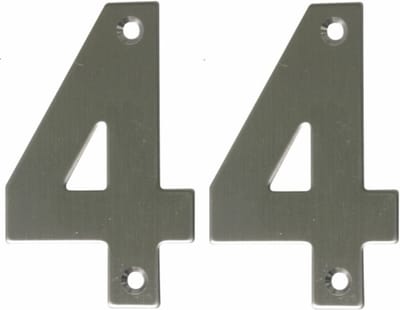 AMIG Huisnummer 44 - massief Inox RVS - 10cm - incl. bijpassende schroeven - zilver