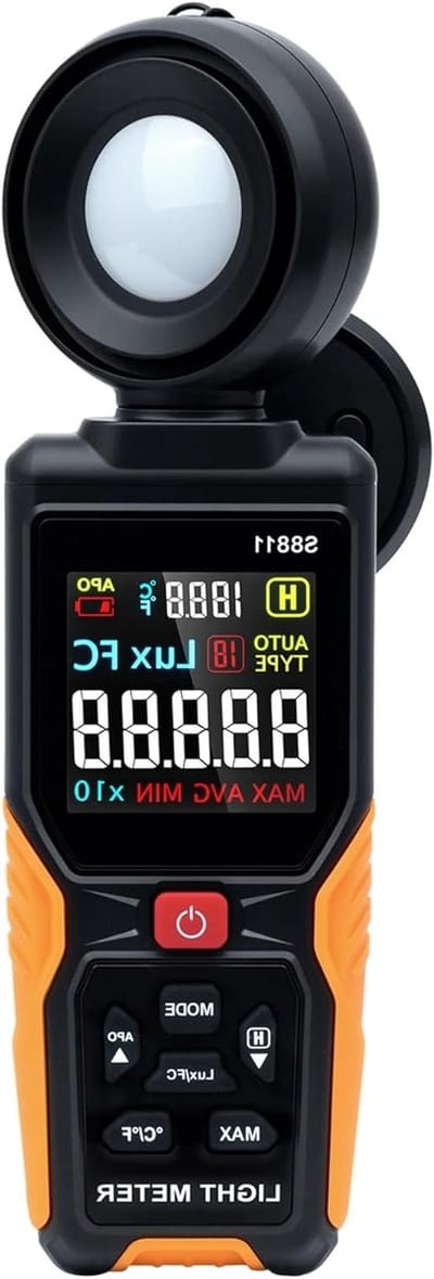 Digitale luxmeter met 200.000 Lux/FC, nauwkeurige sensor, 270 graden draaibaar, HD-display voor planten, fotografie en binnenshuis gebruik