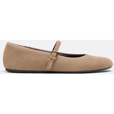 Stradivarius Mary Jane-ballerina's van leer  BEIGE 35