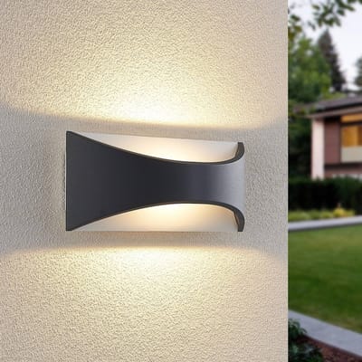 Lindby LED wandlamp Mathea, 30 cm, antraciet, aluminium, IP65