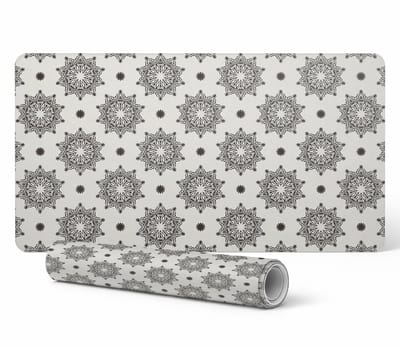 Duurzame antislip bureauonderlegger met symmetrisch mandala-patroon, 90x45 cm