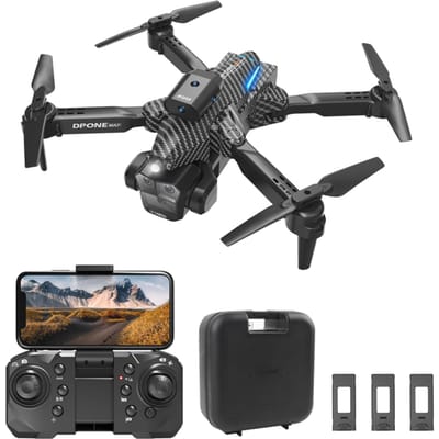 Afstandsbediening drone met dubbele camera 4K opvouwbare headless quadcopter met obstakelvermijdingsfunctie Optische stroompositionering Gebaarfotografie 3 Battery donkergrijze kleur