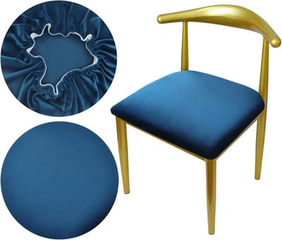 Luxe Stoelhoes voor Ronde Stoelen, Diameter 36-50 cm, Rekbaar, Wasbaar en Stofvrij, Perfecte Bescherming en Stijl in Peacok Blauw