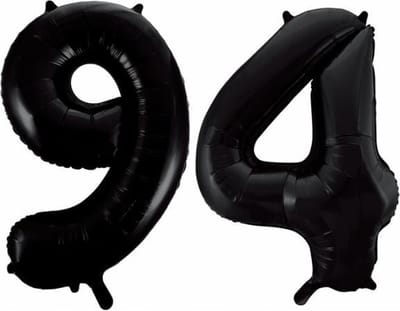 Folieballon 94 jaar zwart 86cm