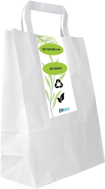 50 Witte Papieren Zakken met Handvat - Kleine Cadeauzakjes en Draagtassen van Kraftpapier