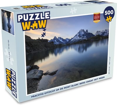 Puzzel Prachtig uitzicht op de Mont Blanc berg vanaf het meer - Legpuzzel - Puzzel 500 stukjes