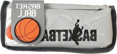 Grey Basketball Pencil Case, Large Capacity Sports Writing Set, Double Zipper Flap, Basketball Star, Gift for Basketball Fans, First Day of School Gift