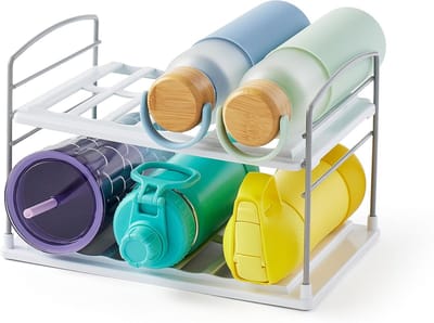 Famanu - Waterfles organizer kunststof wit voor keuken en koelkast