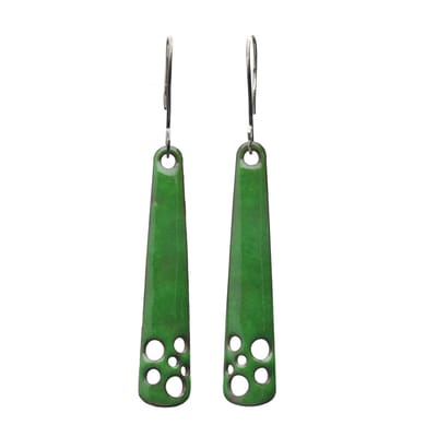 Bela Donaco - Oorbellen Enamel – Glas Emaille – Bohemian – Sterling Zilver – Groen
