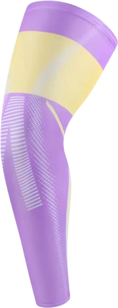 Compressie Been Sleeve Volledige Lengte – Compressiekous voor Spataderen – Sport Beensteun voor Hardlopen & Fietsen – UV-Bescherming – Unisex - Paars en Geel - Maat M