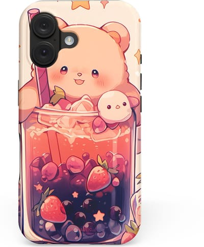 Casetastic hoesje geschikt voor Apple iPhone 16 - MagSafe - Dubbellaagse bescherming - Beertjes Cocktail - Fashion Case - Crème Perzik Koraal Donkerblauw