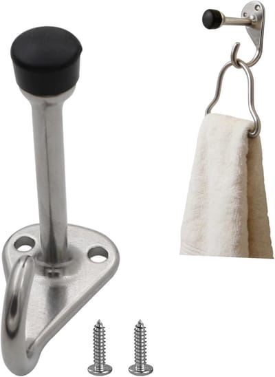 Deurstopper Muur - Stille Bescherming - Deuren Open Houden - Met Ophanghaak - 7x4x4 cm - Zilverkleurig