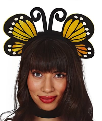 Fiestas Verkleed diadeem vlinder vleugels - geel - meisjes/dames carnaval accessoires