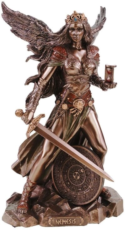 Veronese Design - Beeld/figuur - Nemesis Griekse Godin van de gerechtigde wraak - (hxbxd) ca. 22cm x 13cm x 12см