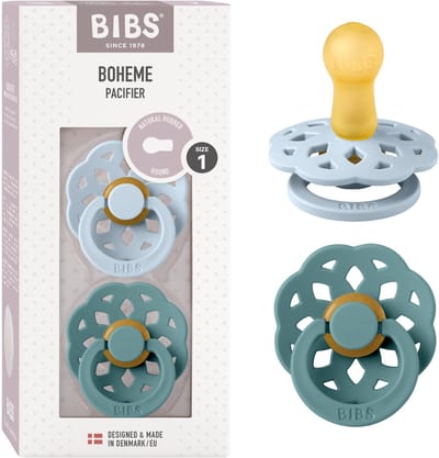 BIBS Boheme Fopspeen - 0-6 mnd - 2-pack - Rond - Baby Blue/Island Sea