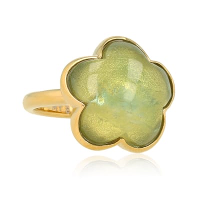 My Bendel - Bloemen Ring • Groene Fluoriet - met Luxe Cadeauverpakking | Sieraden Voor Dames | Maat 17.00 Mm / Maat 53