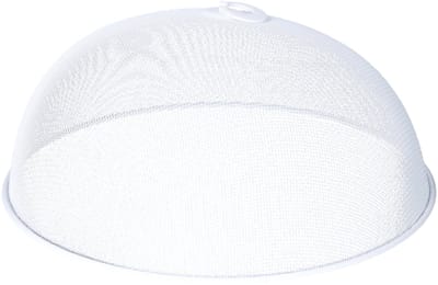 Bellatio Design Vliegenkap - wit - 35 x 16cm - buiten eten - anti insecten - RVS - voedsel beschermen - voedselkap - afdekkap