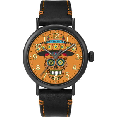 Timex Waterbury Standard Dia de los Muertos TW2V67700 Horloge - Leer - Zwart - Ø 40 mm