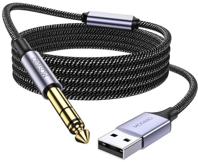 MOSWAG USB to 6.35 audio cable, USB to 1/4 guitar cable, professional musical instrument cable nylon braided for - ShopVlot