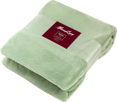 Miss Lucy Braga plaid/woondeken effen mint groen 160 x 210 cm - Deken - Woonaccessoire - Fluweel zacht