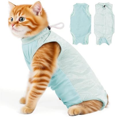 SnelShoppen - Kat Herstelpak, Ademend Kitten Onesie voor Chirurgisch Gebruik, Vervanging van Sterilisatie/Neuter Halsband, Abdominale Wonden, Huidziek