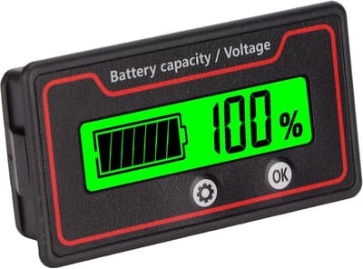 Digitale Batterijmeter - Capaciteitstester Spanningsmonitor - Batterij Status Controleren - LCD Display Universeel - 9-120V - Zwart