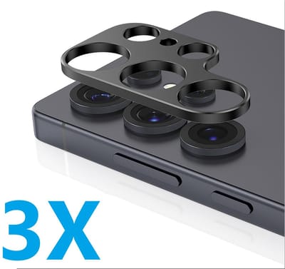 Camera lens Protector 3x Geschikt voor: Samsung Galaxy S25 Ultra - screen protector - glas - bescherm je camera - beschermglas - Zwart