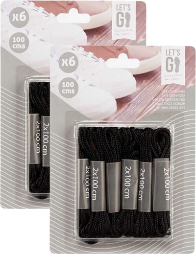 Arte R Schoenveters - 12x paar - zwart - 100 cm - stof - veterset/veters