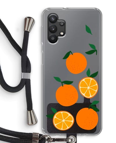Case Company® - Hoesje met koord geschikt voor Samsung Galaxy A32 5G hoesje met Koord - Will you be my clementine - Telefoonhoesje met Zwart Koord - Bescherming aan alle Kanten en Over de Schermrand