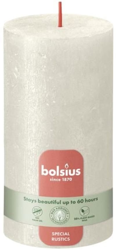 Bolsius Stompkaarsen Shimmer 4 st rustiek 130x68 mm ivoorkleurig