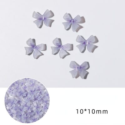 10 stks/doos Nail Art 3D Kleurrijke Strik Vormige Hars Nail Charms Strik Ontwerpen DIY Nail Art Accessoires paars