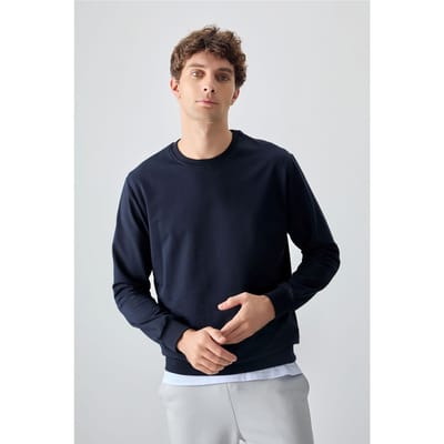 Heren Effen Rundhals Sweatshirt