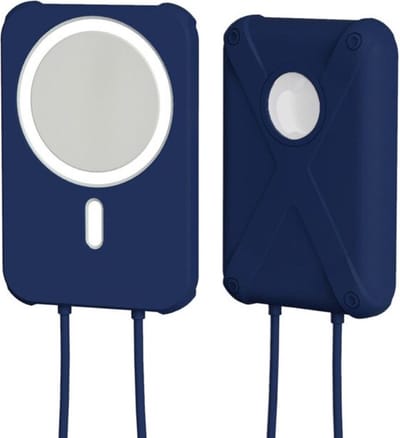 BukkitBow – Siliconen hoes voor Apple Magsafe Battery Pack – Beschermhoes voor Magsafe Powerbank – Met draagkoord – Werkt Voor Apple Iphone 12/13/14 (Mini/Plus/Pro/Pro Max) - Magsafe Hoesje / Magsafe Powerbank / Magsafe Battery Pack - Donker Blauw