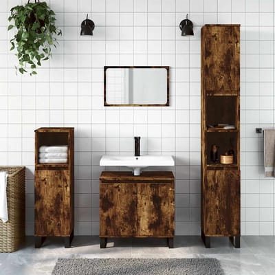 vidaXL - Badkamerkast - 58x33x60 - cm - bewerkt - hout - gerookt - eikenkleurig