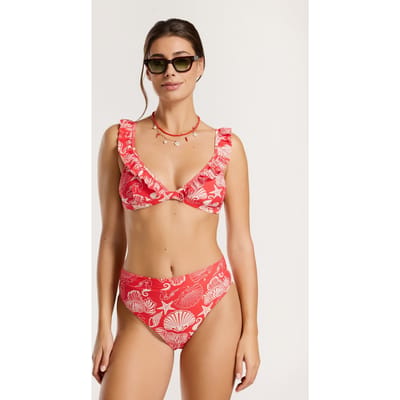 Shiwi Bobby Bikini Set Beach Day Red Hibiscus Beach Day Maat: 34 | Bikini's Outlet | Dames | Rood