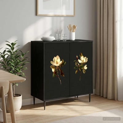 vidaXL - Dressoir - BREMEN - Zwart - eiken - 69 - x - 33 - x - 76 - cm - Bewerkt - hout