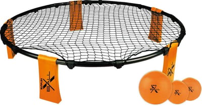 Roundnet Set - Volleybal Spel - Buiten Spelen - Modulair Speelveld - 90x90x20cm - Zwart Oranje