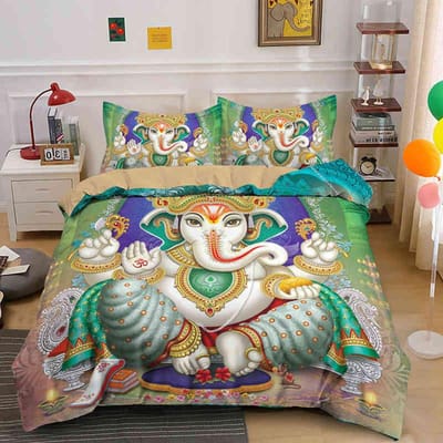 Ganesha Sprei Hoes Pakket Boho Stijl Olifant Slaap Beddengoed Pakket Fijne Microvezel Beddengoed Volledige Maat Queen Maat King Afmeting Maat Dekbed EU single(135x200cm)