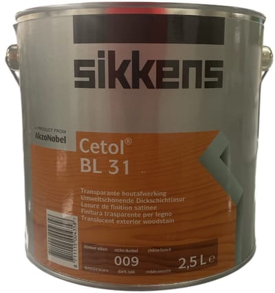 Sikkens Cetol BL 31 - Transparante hout afwerkings beits - satijn - waterbasis - 2.50 L - 009 Donkere eik