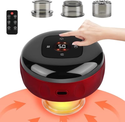 5-in-1 Slimme Cupping Therapie Set met Elektrische Massager, Gua Sha en 12 Niveaus van Temperatuur en Zuigkracht voor Ontspanning van Nek, Schouders en Rug